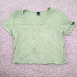 V-neck rib-knit tee